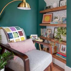 Niche Under Stairwell Provides Perfect Space for Built-In Bookshelves, Reading Nook