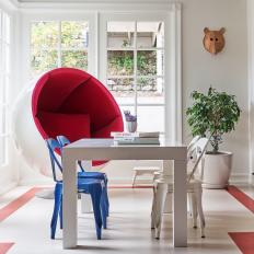 Red-And-White Mid-Century Modern Dining Space