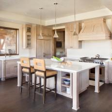 Rustic Open Plan Kitchen With Leather Stools