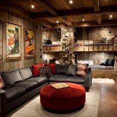 Cozy Cabin Living Space With Built-In Day Beds