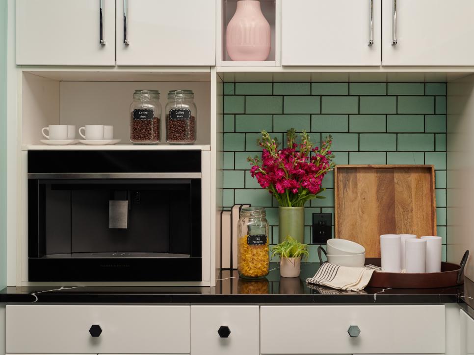 Kitchen Coffee Bar With Green Subway Tiles HGTV