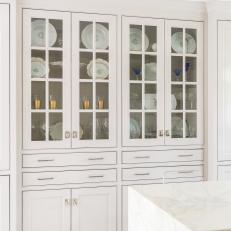 White China Cabinet With Gold Cups