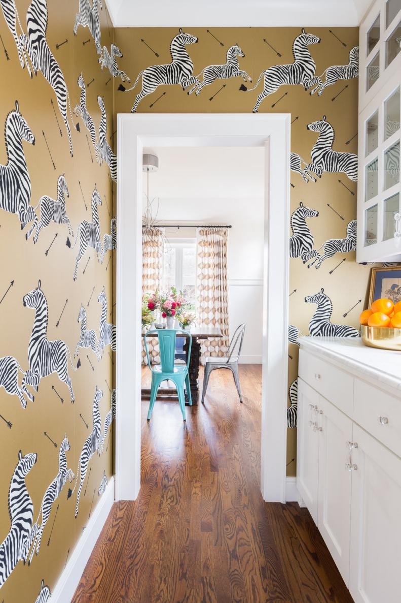 Kitchen Hallway With Zebra Wallpaper