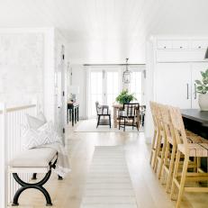 Traditional Black-And-White Eat-In Kitchen And Dining Space