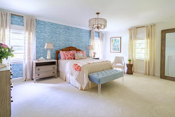 Bedroom With Blue Bench