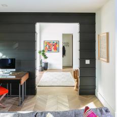 Modern Home Office with Paneled Accent Wall