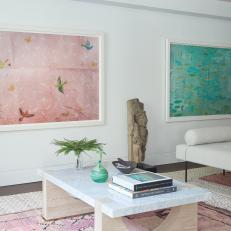 Contemporary Living Room With Pink Art