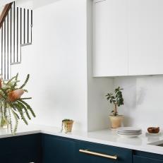 White Kitchen With Green Cabinets
