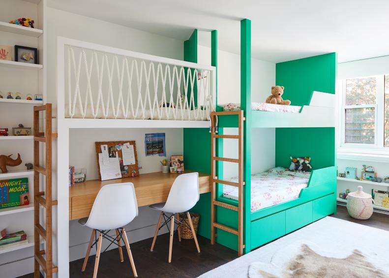 Kids Room With Green Bunk Beds
