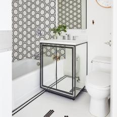 Black and White Kids Bathroom With Mosaic Tiles