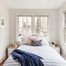 Cottage Guest Bedroom With Blue Throw