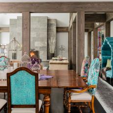 Rustic, Eclectic Dining Room in Utah Ski Home