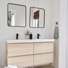 Contemporary Bathroom With Black Sconce