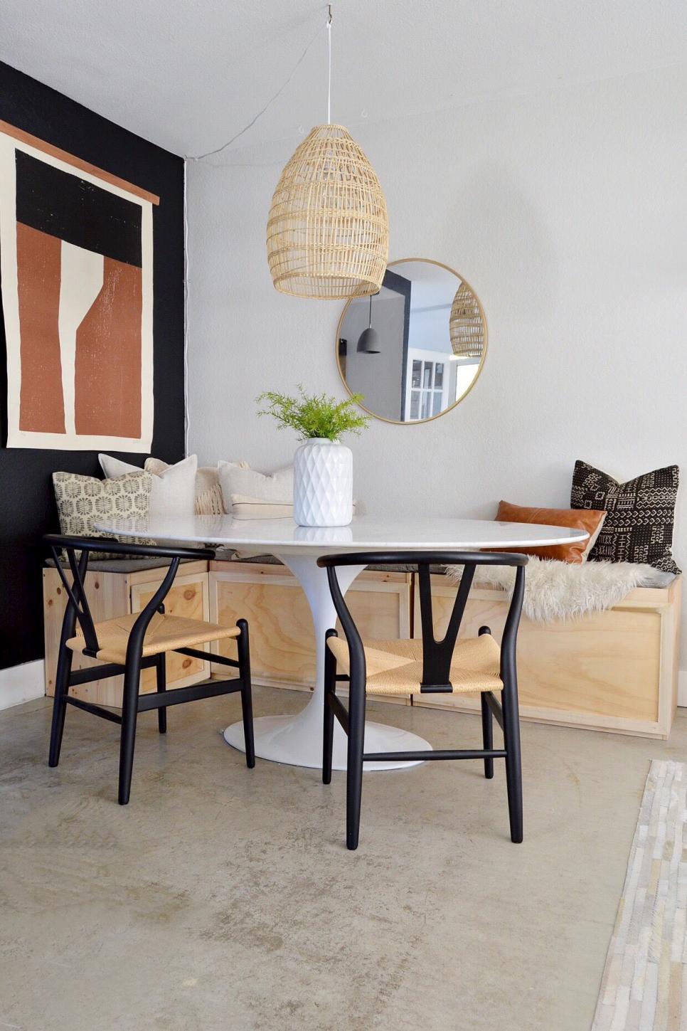 Contemporary Breakfast Nook With Black Chairs | HGTV