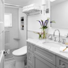 Gray and White Master Bathroom