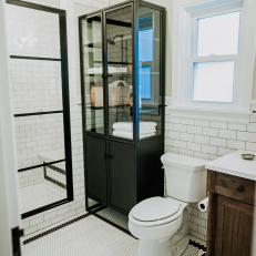 Black And White Bathroom With Tile Accents