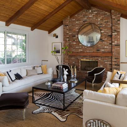 Contemporary Living Room With Zebra Rug