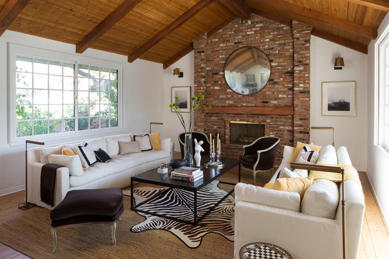 Living Room With Zebra Rug