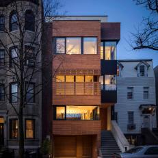 Modern Townhouse Exterior At Night