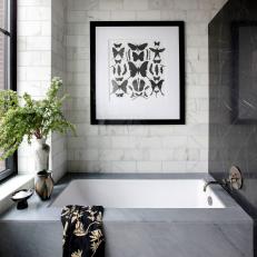 Black and White Bathroom With Butterflies