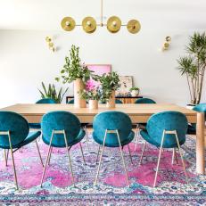 Pink And Blue Contemporary Dining Space