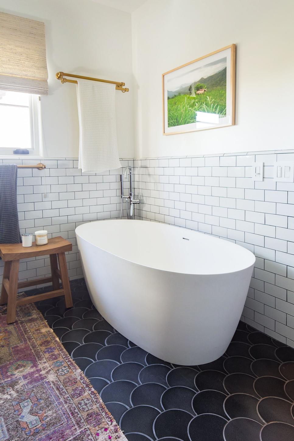 Contemporary Master Bathroom With Black Floor | HGTV