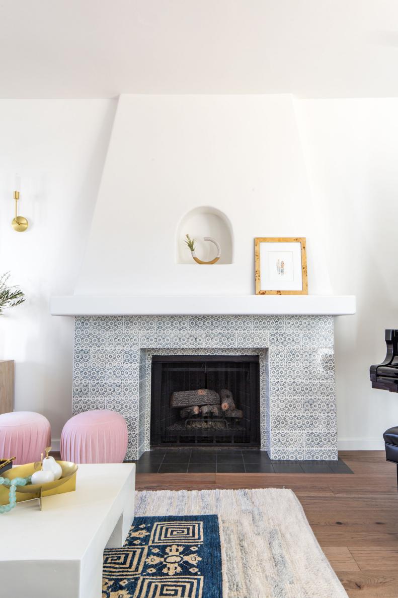 Fireplace With Blue Tile
