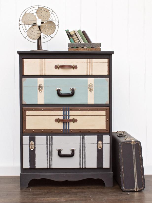 How To Paint A Dresser So It Looks Like A Stack Of Suitcases Hgtv