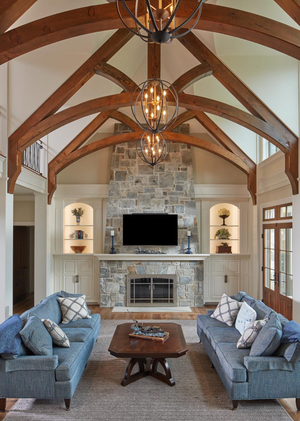 Traditional Living Room With Exposed Beams | HGTV