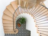 Spiral Stairs and Black Floor