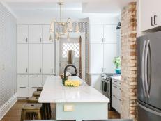 Small Kitchen With Chandelier