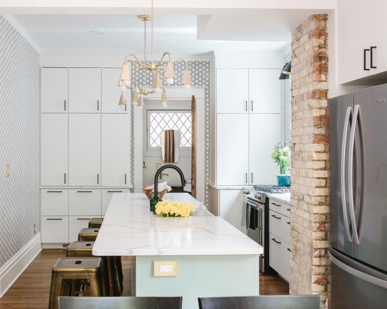 Small Kitchen With Chandelier