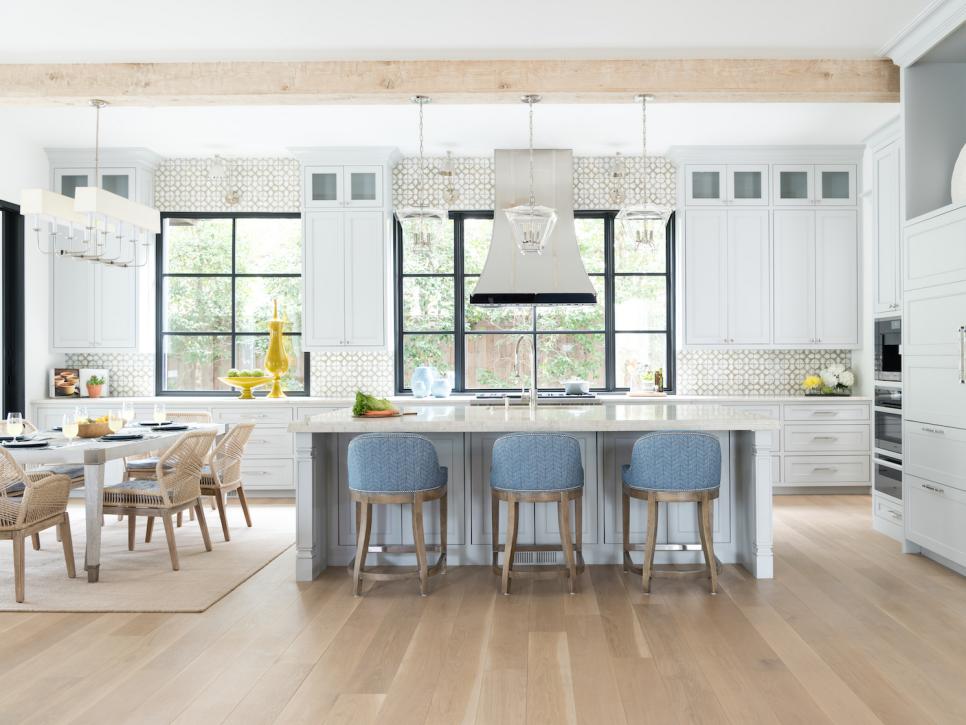 White Kitchen With Exposed Beams