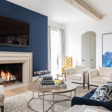 Blue and White Contemporary Living Room