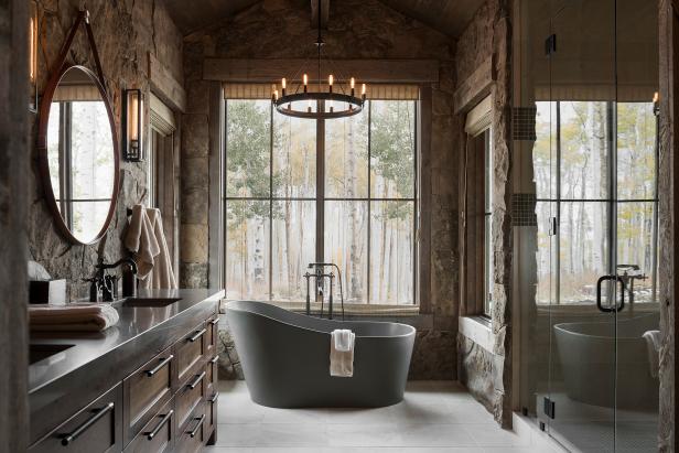 Spa Bathroom with Wooded View