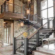 Industrial Staircase With a Rustic Twist