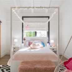Modern White Kid's Room with White Canopy Bed 
