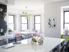 Modern White Studio with Neon, Pastels and Florals