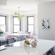 Modern White Studio with Neon, Pastels and Florals