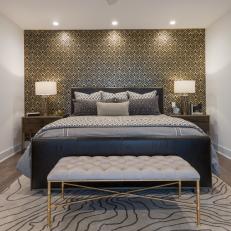Master Bedroom With Rich Neutral Patterns