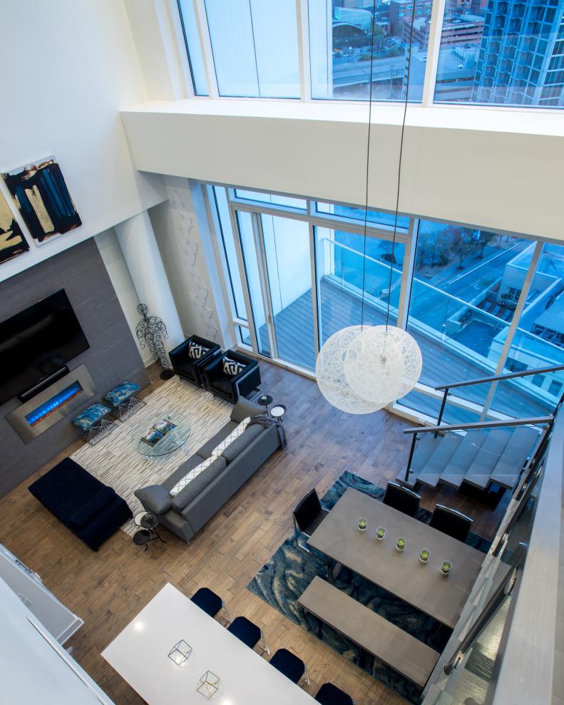 View of Open Concept Living Space From Floor Above