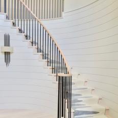 Neutral, Modern Stairway with Curved Design