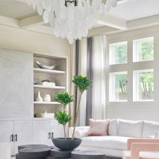 Neutral, Contemporary Living Area with Pink Accents