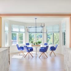 Contemporary Kitchen and Breakfast Room with Blue Accents