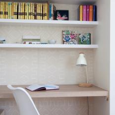 Girl's Desk With Wallpaper