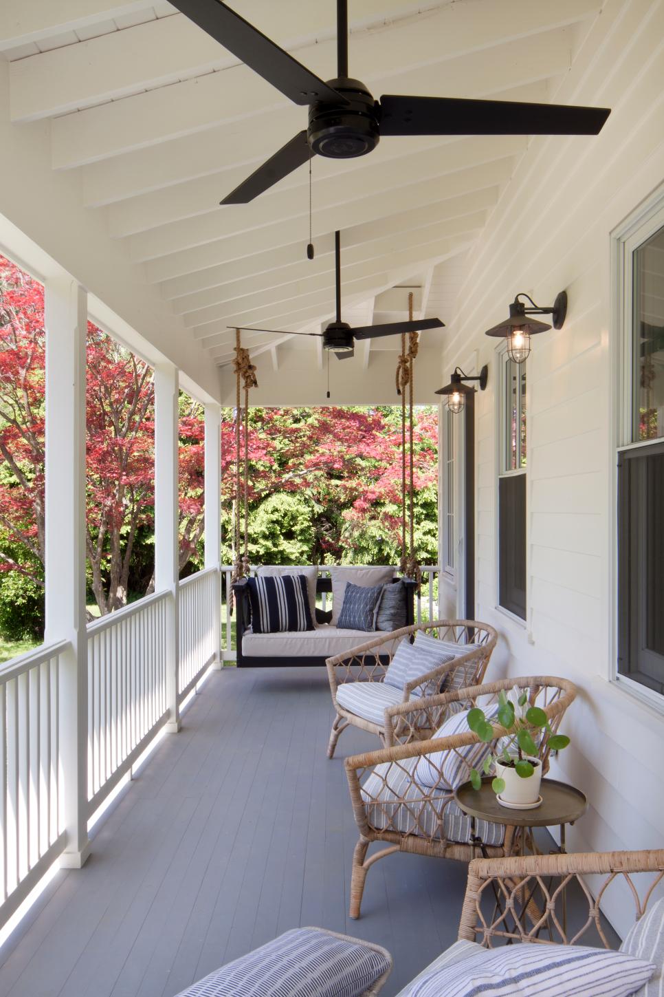 Front Porch With Swing Bench | HGTV