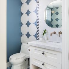 Blue Small Bathroom With Dots