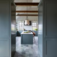 Gray Chef Kitchen With Paneling