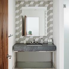 Bathroom Features Geometric Tile Pattern on Feature Wall