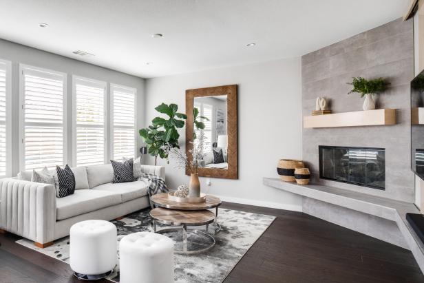 Family Room With Angled Fireplace Hgtv